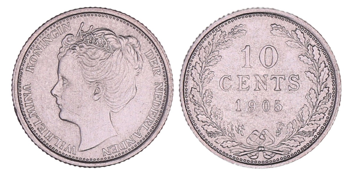 10 Cent Wilhelmina 1905. Prachtig.