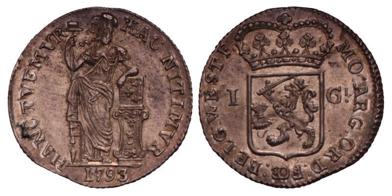 1 Gulden West-Friesland 1793. Prachtig.