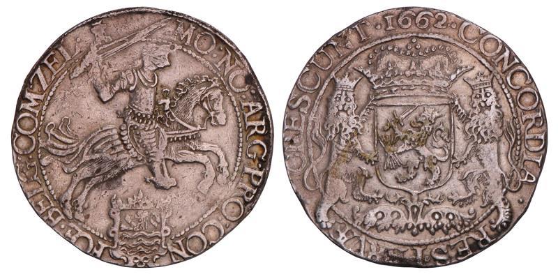 Dukaton of zilveren rijder Zeeland 1662. Zeer Fraai +.