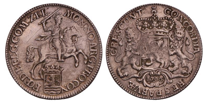 Dukaton of zilveren rijder Zeeland 1766. Zeer Fraai / Prachtig.