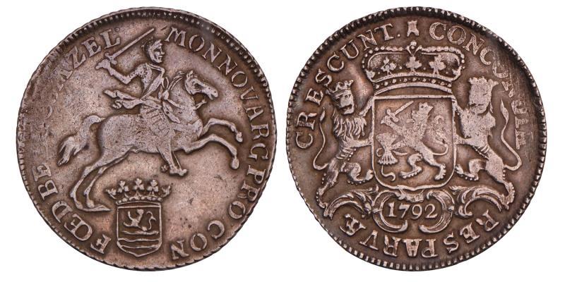 Halve dukaton of zilveren rijder Zeeland 1792. Zeer Fraai -.