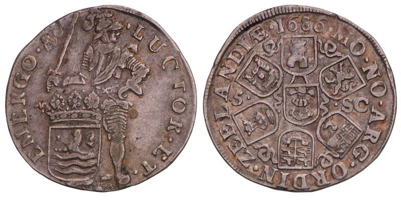 Daalder van 30 stuiver Zeeland 1686 overslag. Zeer Fraai.