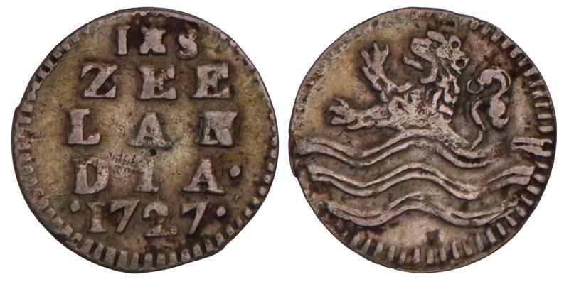 1 Stuiver Zeeland 1727. Zeer Fraai / Prachtig.