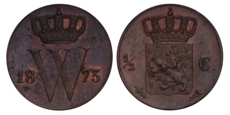 ½ Cent Willem III 1873. FDC -. 