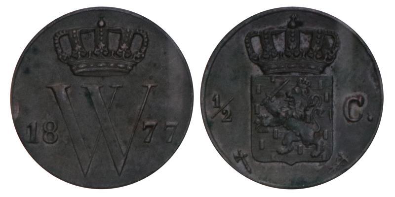 ½ Cent Willem III 1877. FDC. 