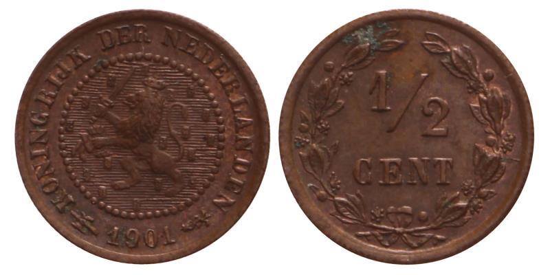 ½ Cent Wilhelmina 1901. FDC.