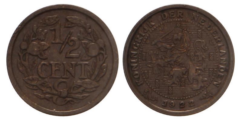 ½ Cent Wilhelmina 1922 / 1921. FDC -.