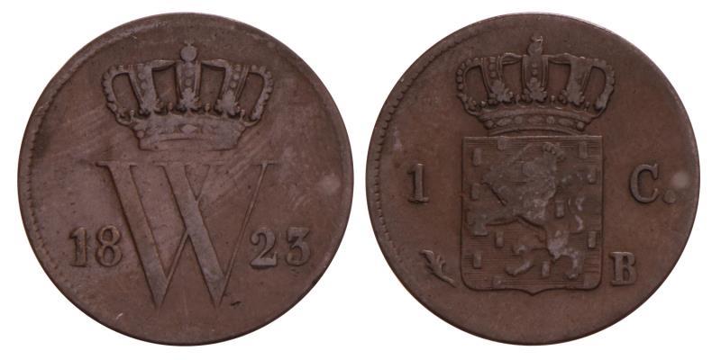 1 Cent Willem I 1823 B. Zeer Fraai / Prachtig.
