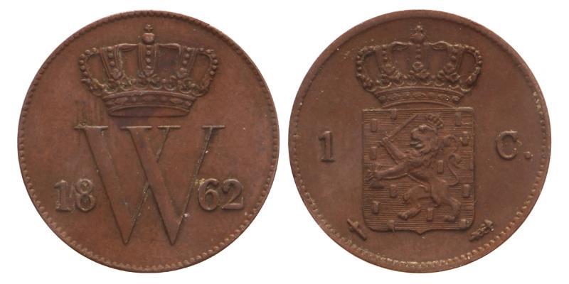 1 Cent Willem III 1862. FDC.