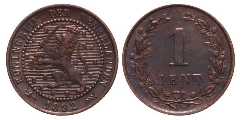1 Cent Wilhelmina 1892. FDC -.