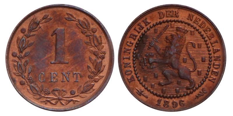 1 Cent Wilhelmina 1896. Prachtig.