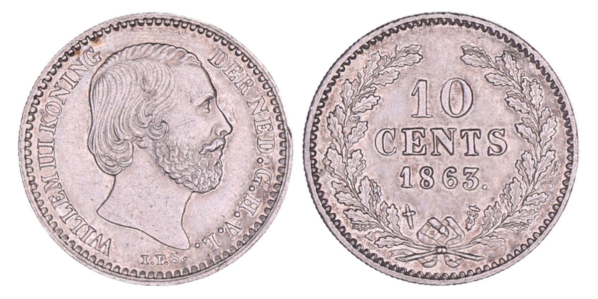10 Cent Willem III 1863. FDC -.
