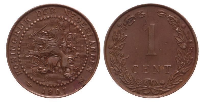 1 Cent Wilhelmina 1907. FDC -.