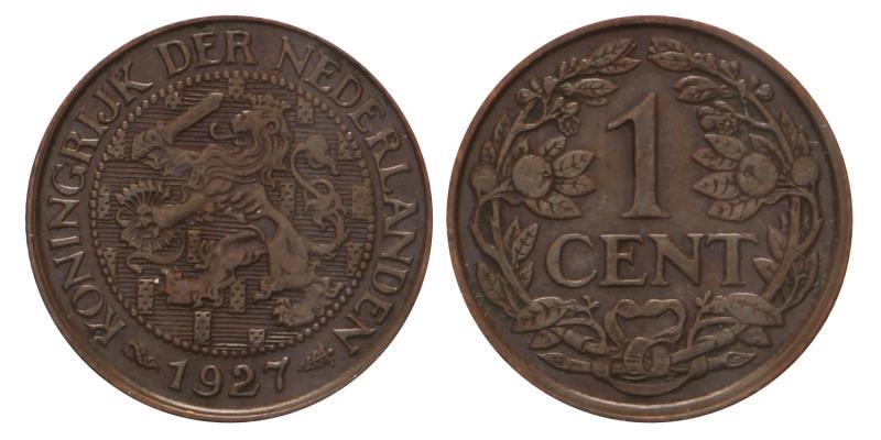1 Cent Wilhelmina 1927. FDC.