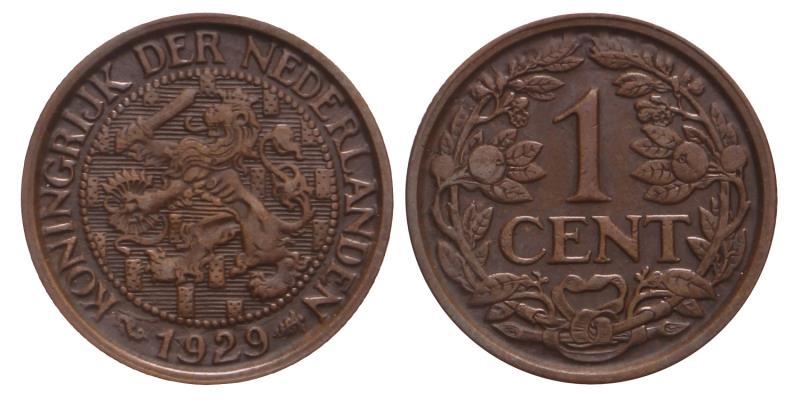 1 Cent Wilhelmina 1929. Prachtig / FDC.