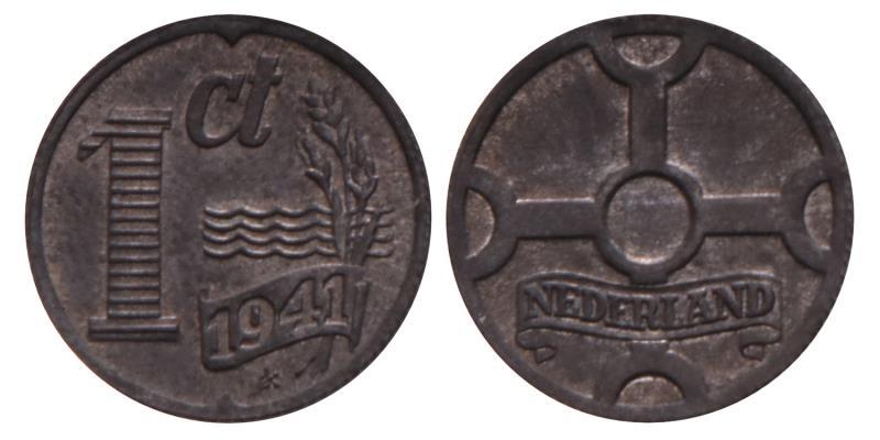 1 Cent Wilhelmina 1941 zink. FDC. 