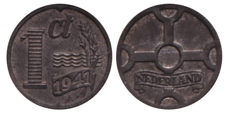 1 Cent Wilhelmina 1941 zink. FDC. 