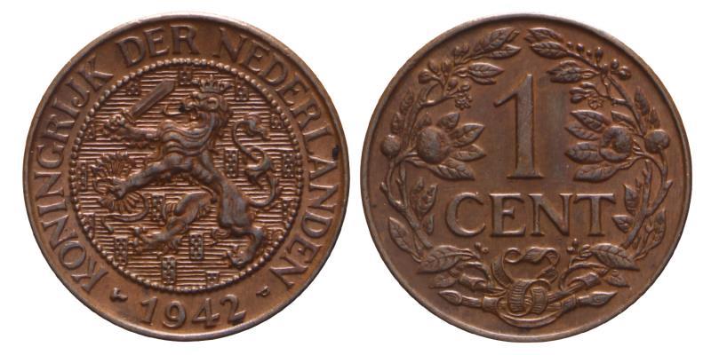 1 Cent Wilhelmina 1942. FDC.