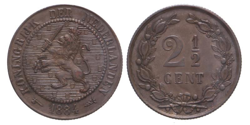 2½ Cent Willem III 1884. FDC.
