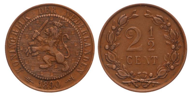 2½ Cent Willem III 1890. Prachtig -.