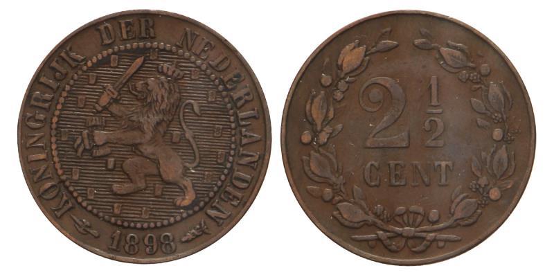 2½ Cent Wilhelmina 1898. Zeer Fraai / Prachtig.