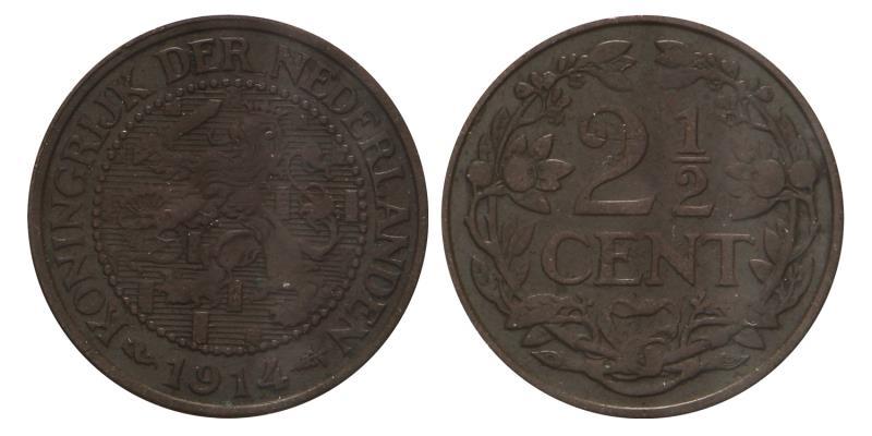 2½ Cent Wilhelmina 1914. FDC.