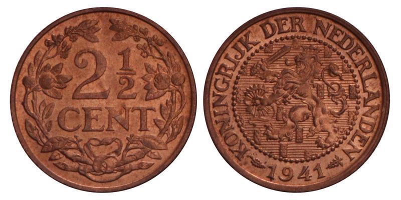 2½ Cent Wilhelmina 1941. FDC.