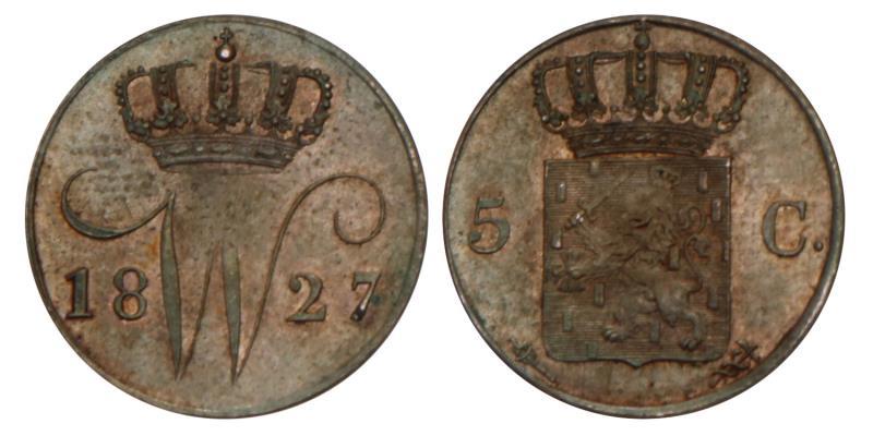 5 Cent Willem I 1827 U. FDC. 