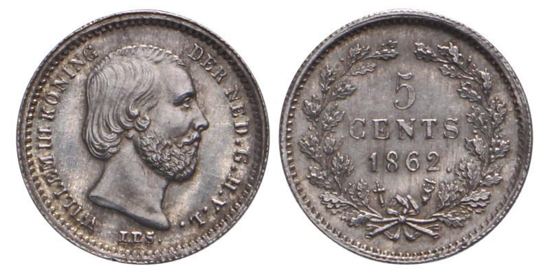 5 Cent Willem III 1862. FDC.