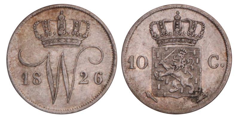 10 Cent Willem I 1826 U. Prachtig + 