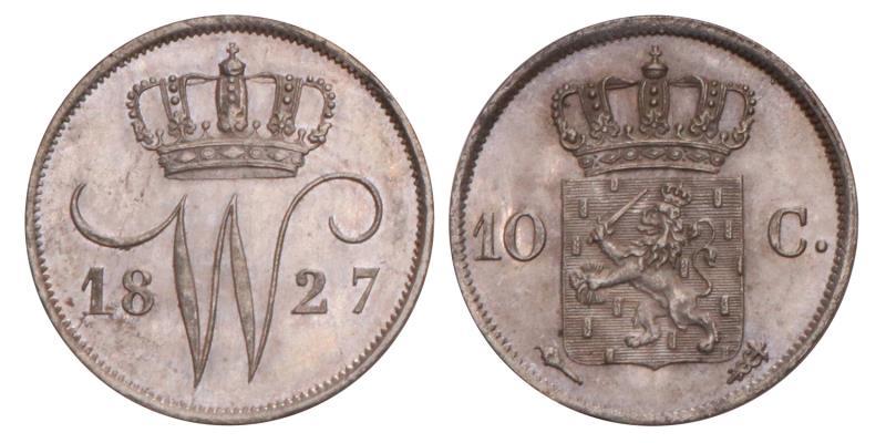 10 Cent Willem I 1827 U. FDC.