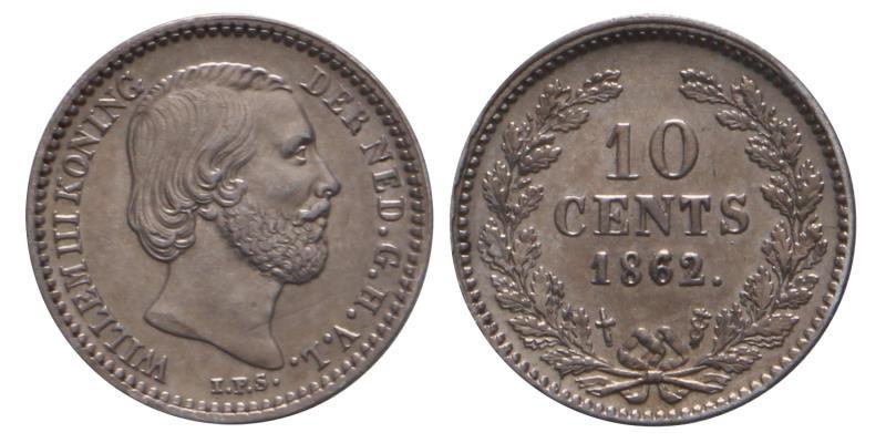 10 Cent Willem III 1862. FDC -.