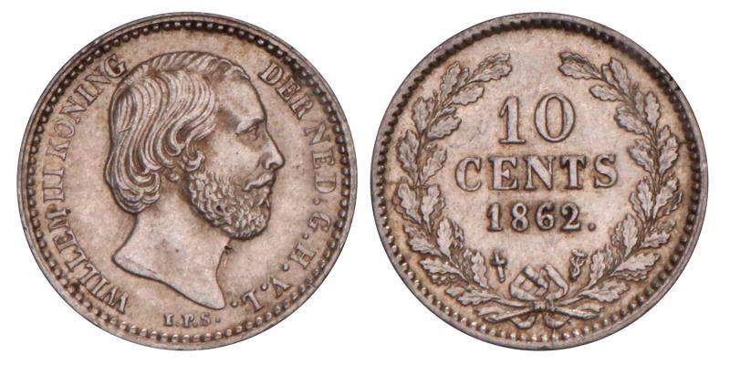 10 Cent Willem III 1862. Prachtig.