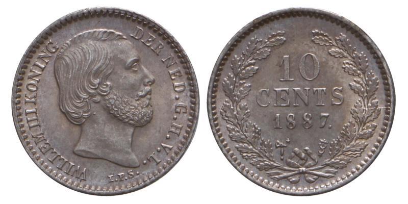 10 Cent Willem III 1887. FDC.