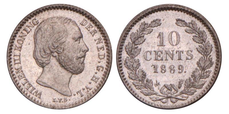 10 Cent Willem III 1889. Prachtig.