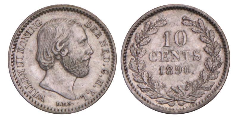 10 Cent Willem III 1890. Prachtig / FDC.