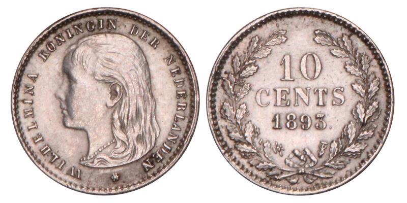 10 Cent Wilhelmina 1893. FDC -.