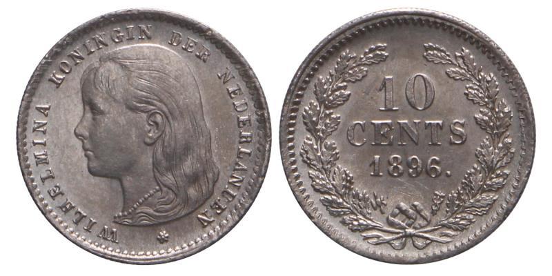 10 Cent Wilhelmina 1896. FDC -.