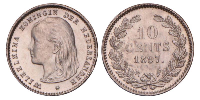 10 Cent Wilhelmina 1897. FDC.
