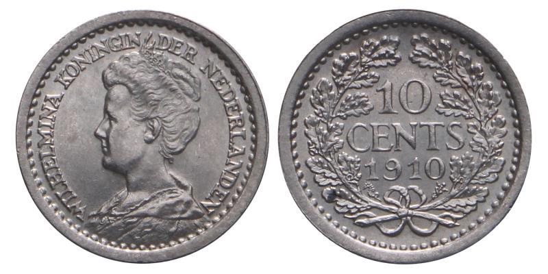 10 Cent Wilhelmina 1910. FDC.