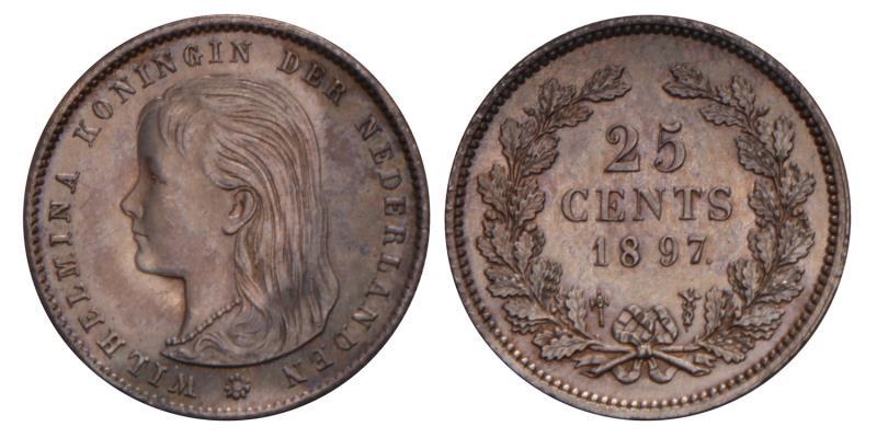 25 Cent Wilhelmina 1897. FDC -. 