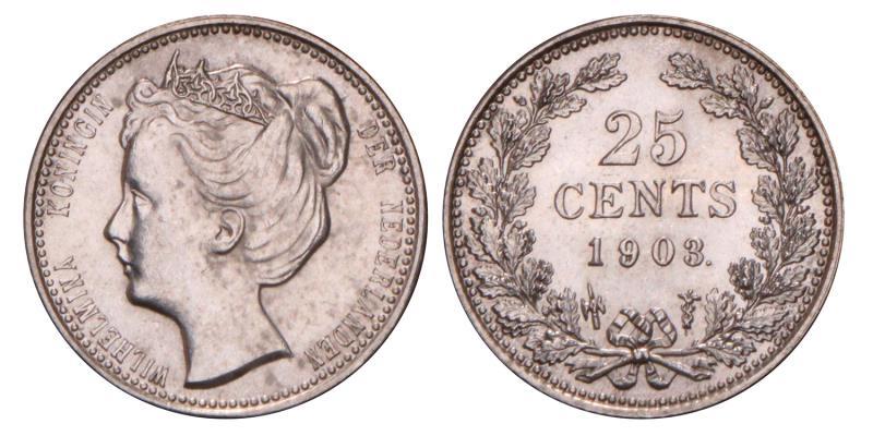 25 Cent Wilhelmina 1903. FDC.
