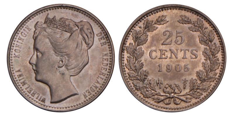 25 Cent Wilhelmina 1905. FDC -. 