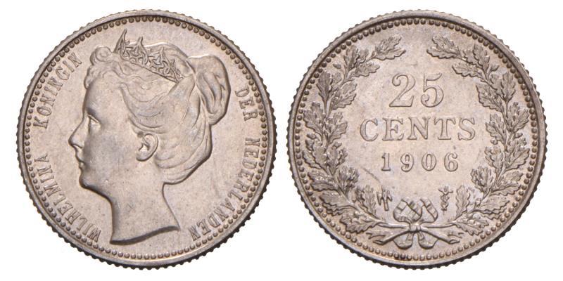 25 Cent Wilhelmina 1906. FDC.