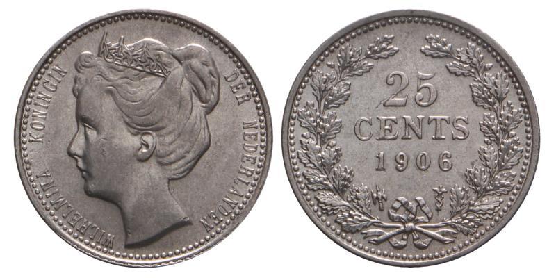 25 Cent Wilhelmina 1906. FDC -.