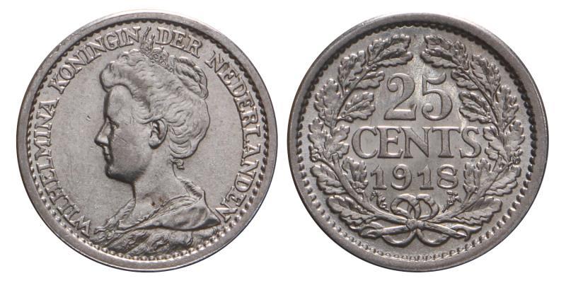 25 Cent Wilhelmina 1918. FDC -.