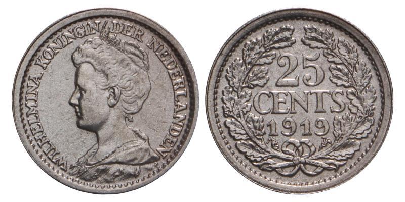 25 Cent Wilhelmina 1919. FDC.
