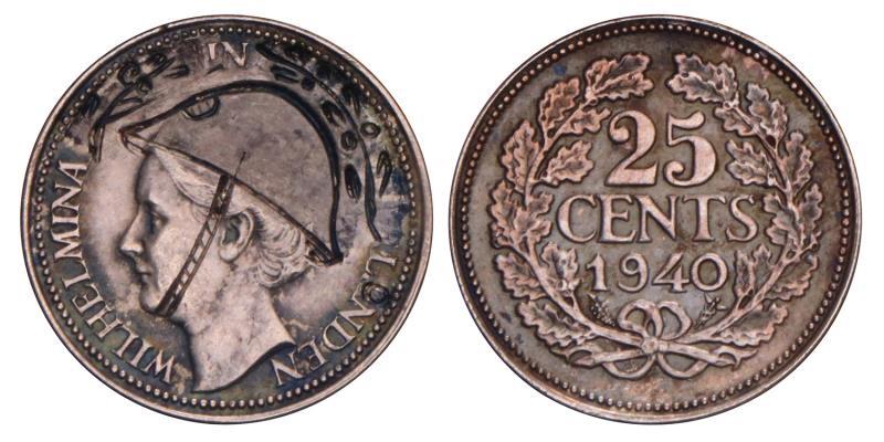 25 Cent Wilhelmina in Londen 1940. Prachtig.