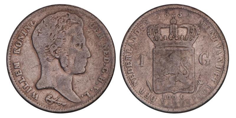 1 Gulden Willem I 1832. Fraai.