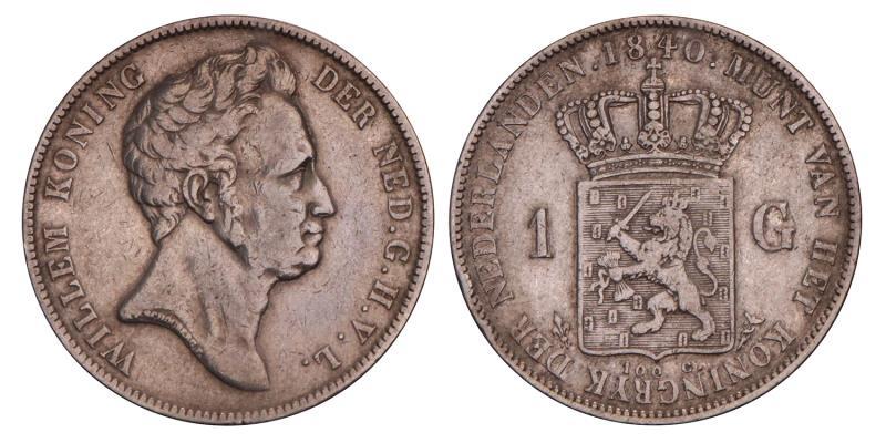 1 Gulden Willem I 1840. Zeer Fraai.